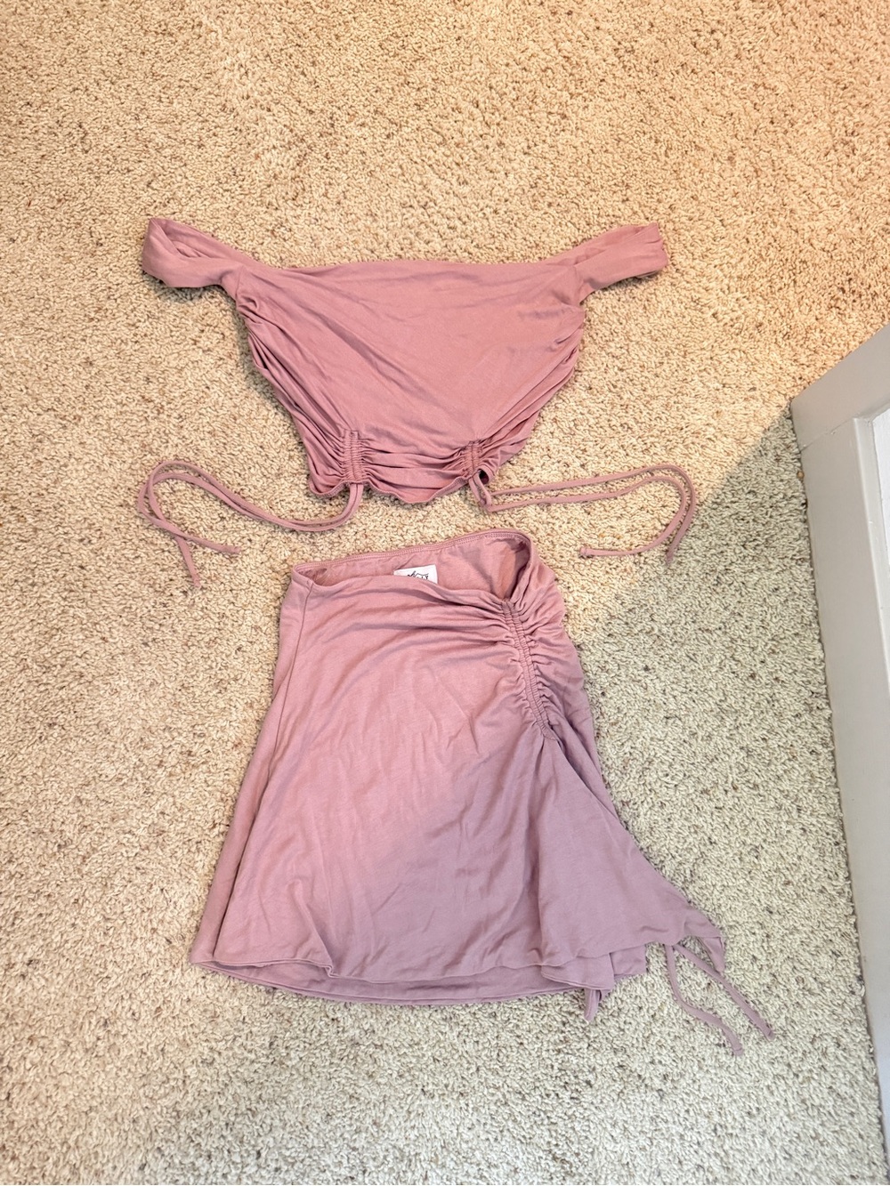 Oh Polly Dusty Pink Ruched Skirt Set